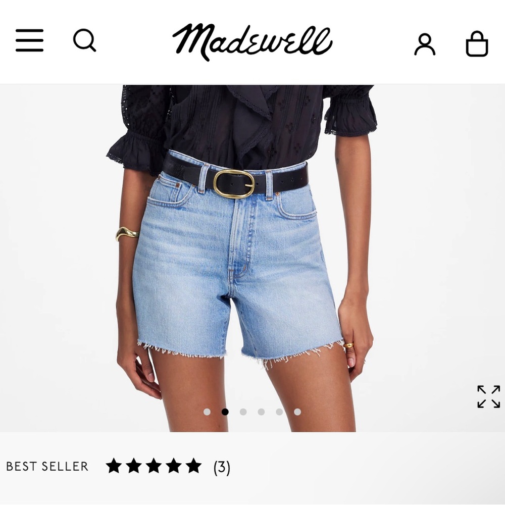 MADEWELL DENIM SHORTS RELAXED MID-LENGTH CUT OFF